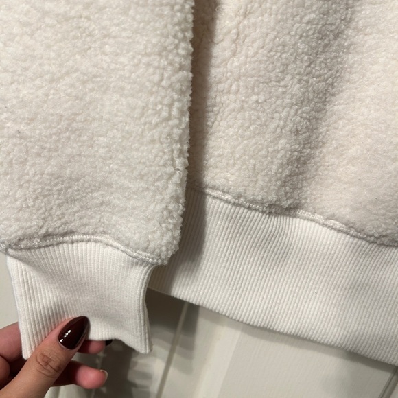 Brooks Brothers Ivory White Teddy Pullover Drawstring Mock Neck Sweatshirt Sz S - Picture 7 of 9